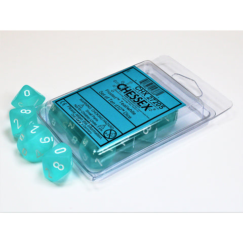 Frosted Teal with white font 10D10 Dice [CHX27205]