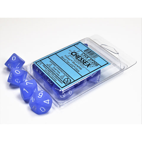 Frosted Blue with white font 10D10 Dice [CHX27206]