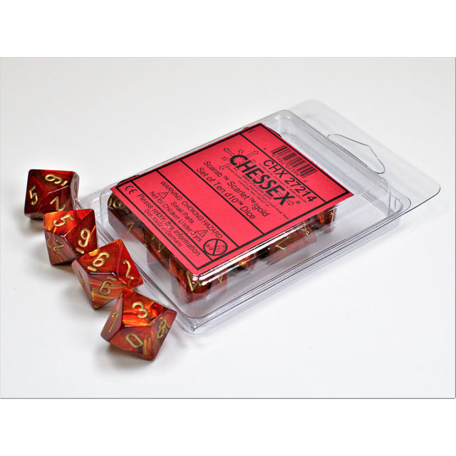 SALE - DNR 10D10 Scarab Series Dice Set | Scarlet