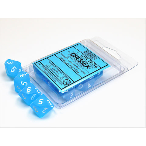Frosted Caribbean Blue with white font 10D10 Dice [CHX27216]