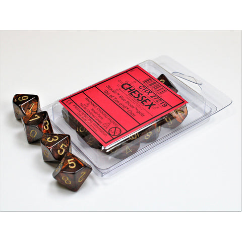 Scarab Blue + Blood with gold font 10D10 Dice [CHX27219]
