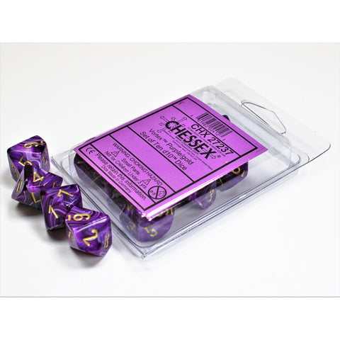 Vortex Purple with gold font 10D10 Dice [CHX27237]