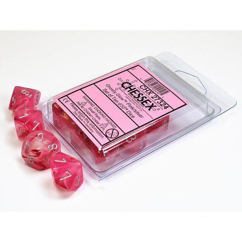 Ghostly Glow Pink + Silver 10D10 Dice [CHX27324] OOP