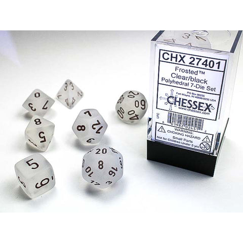 Frosted Clear with black font 7 Dice Set [CHX27401]