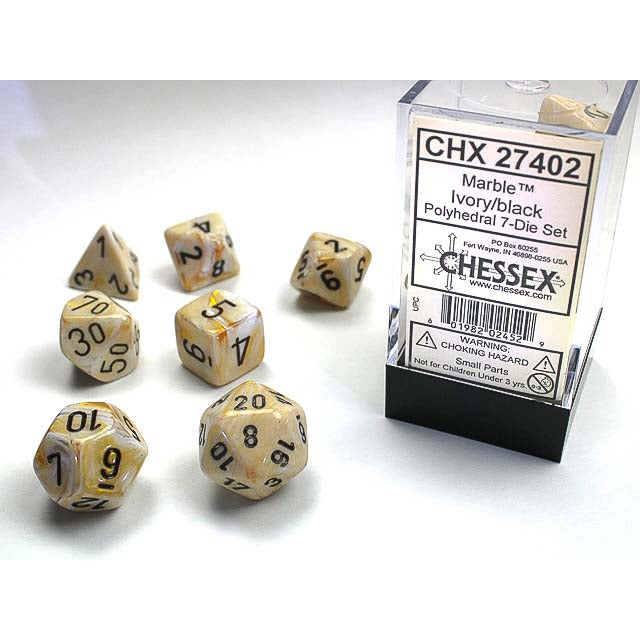 7DPoly Marble Series Dice Set | Ivory