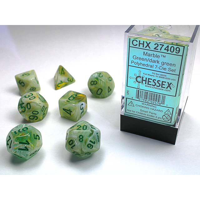 7DPoly Marble Series Dice Set | Green