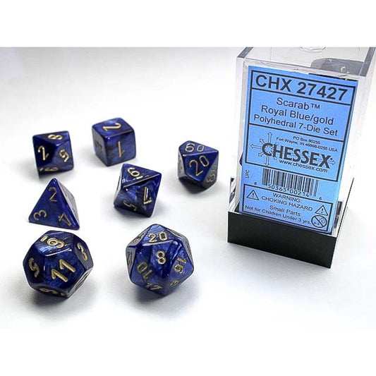 7DPoly Scarab Series Dice Set | Royal Blue