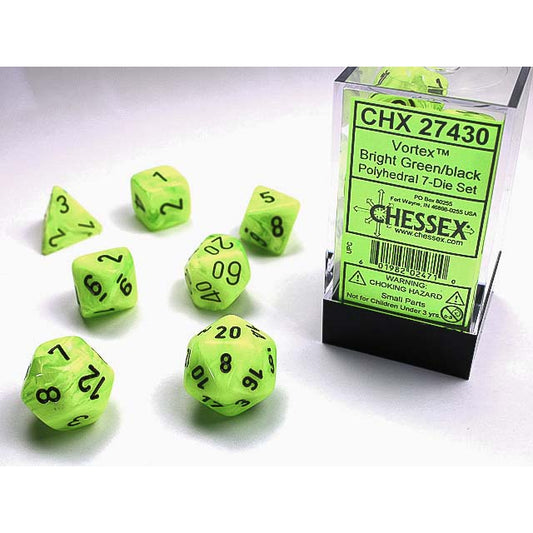 7DPoly Vortex Series Dice Set | Bright Green