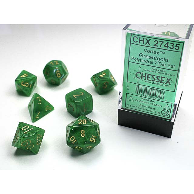 7DPoly Vortex Series Dice Set | Green