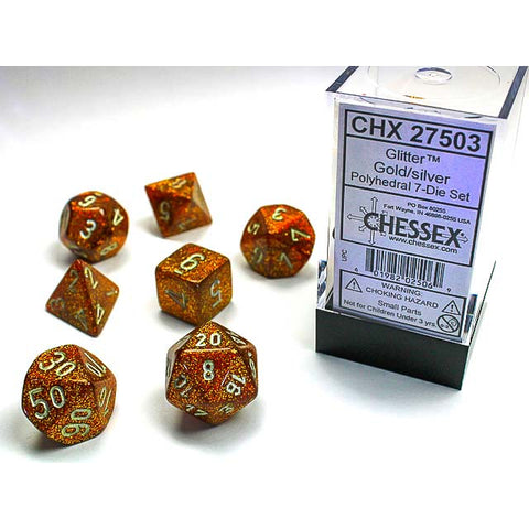 Glitter Gold with Silver 7 Dice set [CHX27503]
