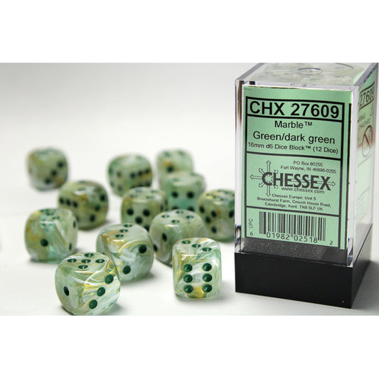 12D6 Marble Series Dice Set | Green