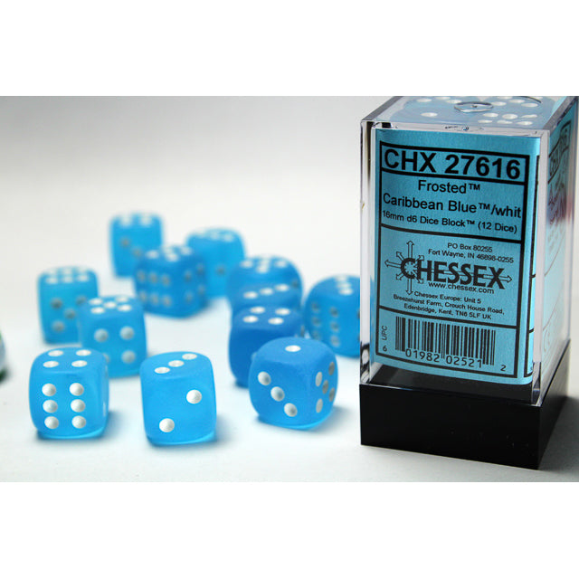 12D6 Frosted Series Dice Set | Caribbean Blue