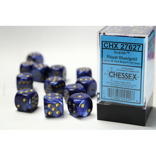 SALE - DNR 12D6 Scarab Series Dice Set | Royal Blue