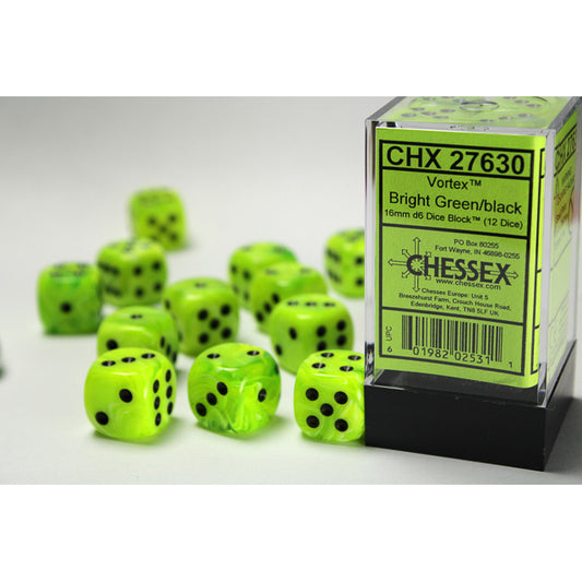 12D6 Vortex Series Dice Set | Bright Green