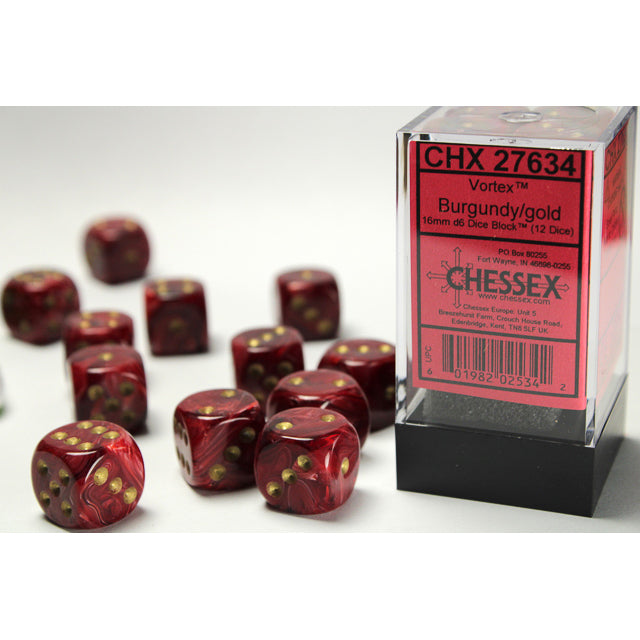 12D6 Vortex Series Dice Set | Burgandy