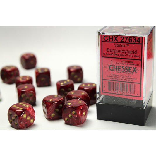 12D6 Vortex Series Dice Set | Burgandy