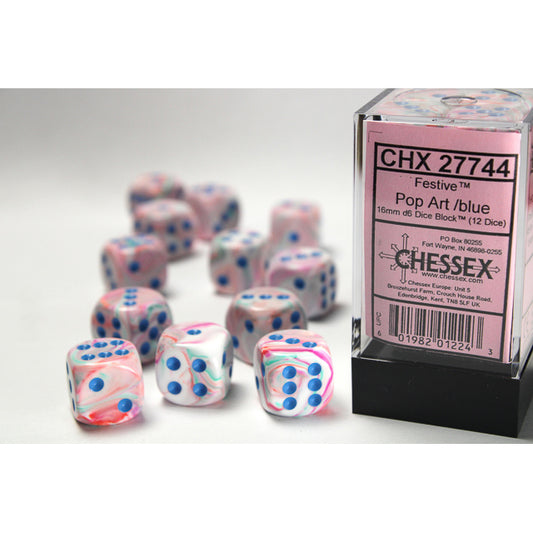 12D6 Festive Series Dice Set | Blue Pop-Art