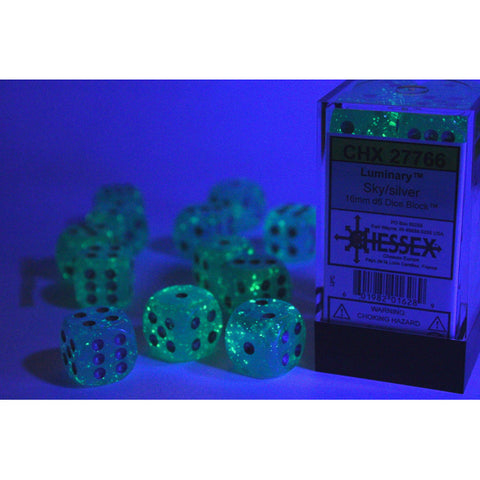 Luminary Sky with silver font 12D6 16mm Dice [CHX27766]