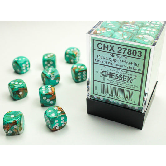 36D6 Marble Series Dice Set | Oxi-Copper