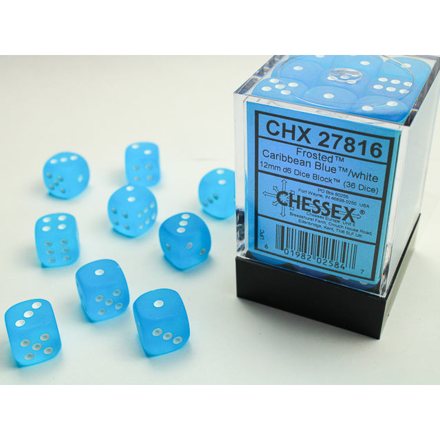 36D6 Frosted Series Dice Set | Caribbean Blue