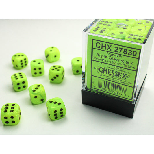 36D6 Vortex Series Dice Set | Bright Green