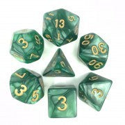 Pearl Green with gold font Set of 7 Dice [HDP-14]