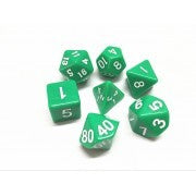Opaque Green with white font Set of 7 Dice [HDO-03]