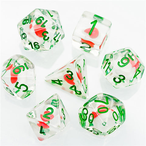 Christmas Hat w green font 7 Dice Set [RE-CH03]