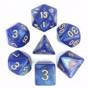 Pearl Blue with gold font Set of 7 Dice [HDP-18]