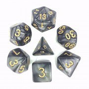 Pearl Black with gold font Set of 7 Dice [HDP-19]