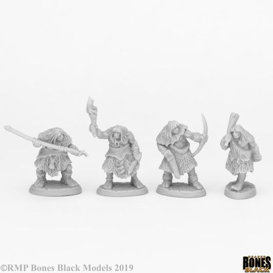 Bones Black: Black Bear Tribe Cavemen (4 figs) [Reaper 44086]