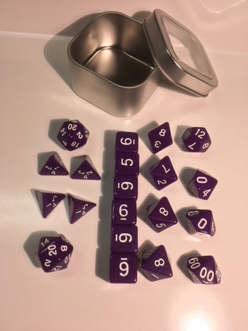 Opaque Purple with white font Set of 20 "Pandy Dice"