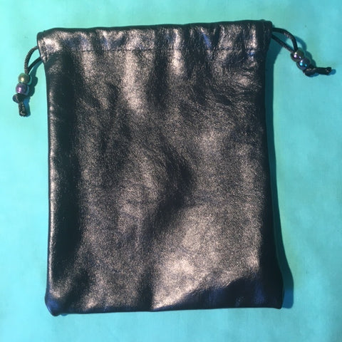 Dice Bag Handmade By Karyn: Black Leather