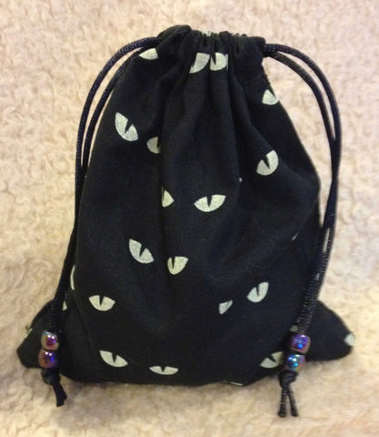 Dice Bag Handmade By Karyn: Black+Cat Eyes