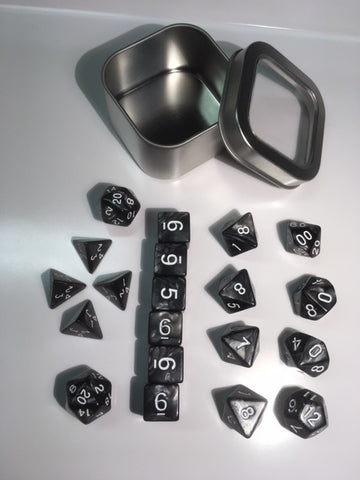 Pearl Black with white font Set of 20 "Pandy Dice"