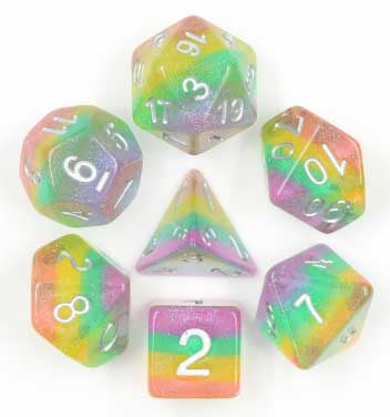 Iridecent "Fairy Dust" with silver font Set of 7 Dice [HDI-16]