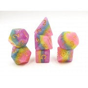 Layer Pastel Rainbow with gold font Set of 7 Dice [HDL-03]