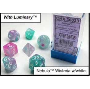 Nebula Wisteria with white font 10D10 Dice Glow [CHX27345]