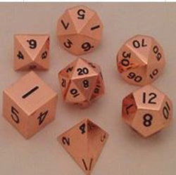 Metallic Shiny Copper with black font 7 Dice Set [MD003]