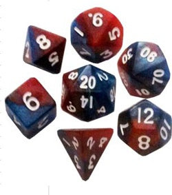 Red |Blue w white font Set of 7 Mini dice [MD412]