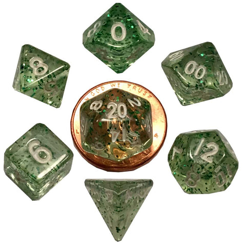 Ethereal Green w white font Set of 7 Mini Dice [MD4205]