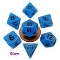 Mini Glow Set - Blue w black font Set of 7 Mini dice [MD4302]
