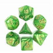 Pearl Light Green with gold font Set of 7 Dice [HDP-20]