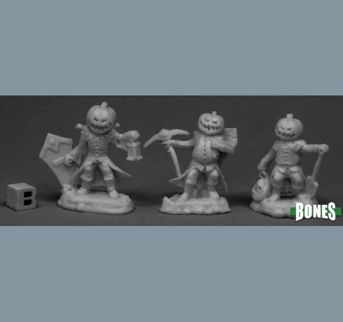 Grave Minions Pumpkin heads (3 figs) [Reaper 77537]