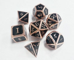 Metallic Black Enamel with copper edges and font 7 Dice Set [CYC02264]
