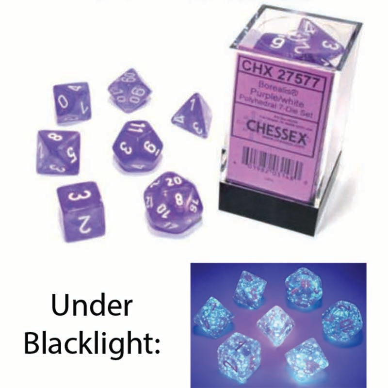 7DPoly Borealis Series Dice Set | Luminary Purple