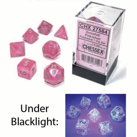 7DPoly Borealis Series Dice Set | Luminary Pink