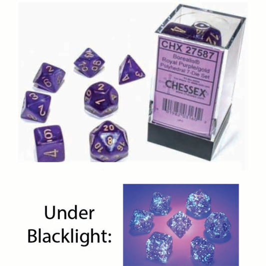 7DPoly Borealis Series Dice Set | Luminary Royal Purple