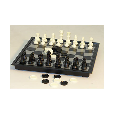 CS 10" Mag Chess & Checkers, Folding metal-plastic