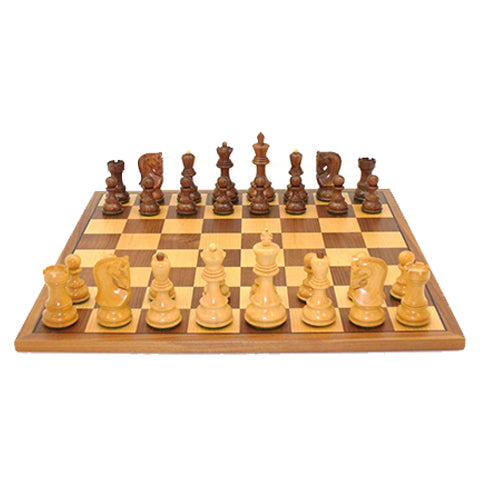 Chess 37KLC-WC 2 in. Square Kikkerwood & Boxwood Lardy Classic Double Weighted Walnut & Maple Inlaid Veneer Board